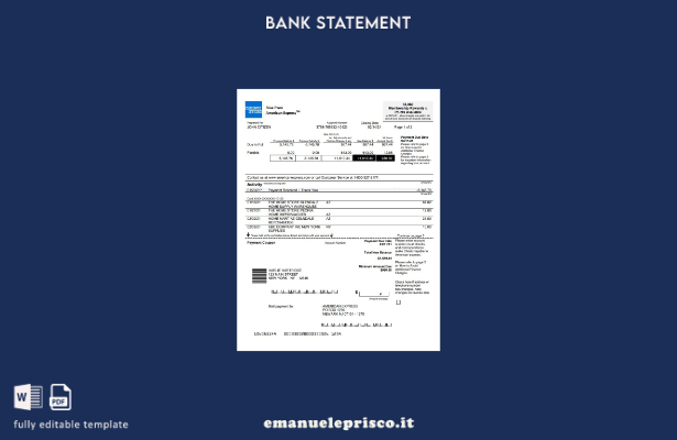 stile verificato Modello word di estratto conto bancario USA New York American E